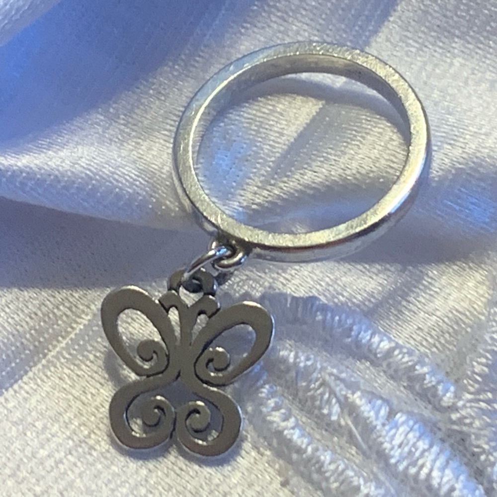 Rare Retired James Avery Butterfly Dangle Ring Sz 4